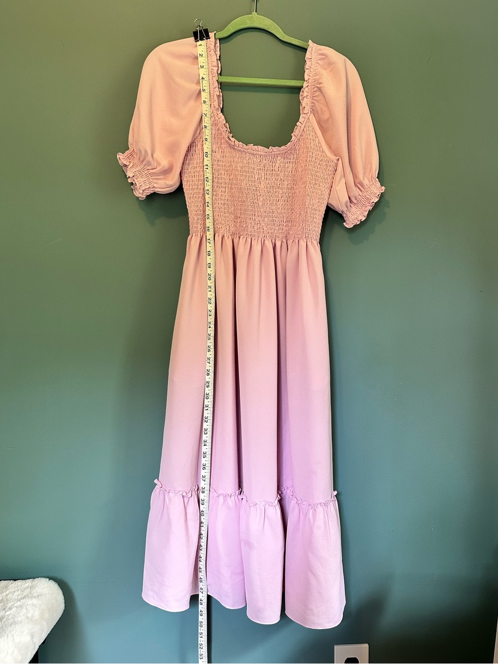 Hill House Home Louisa Nap Midi Dress Pink Smocked Puff Sleeve Size L - Picture 5 of 10